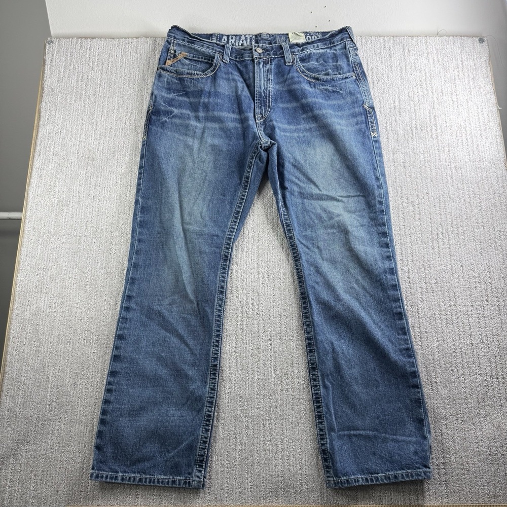 Ariat M4 Low Rise Boot Cut Jeans Men's Size 38x32 Blue Denim